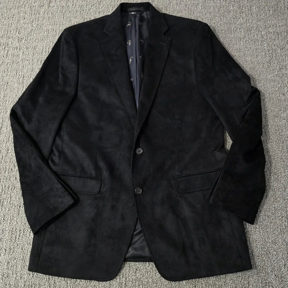 Lauren Ralph Lauren Men's Black Faux Suede Sport Coat Blazer 40L Two Button Clas